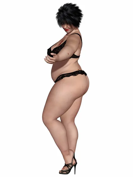 Sovrappeso corpo donna in biancheria intima sexy — Foto Stock