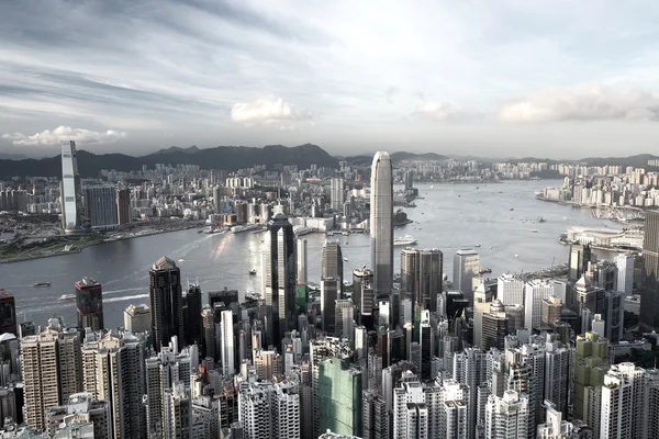 Kota Hong Kong dalam kejenuhan rendah — Stok Foto