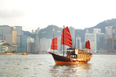 Junk boat in Hong Kong clipart
