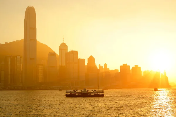 stock image Hong Kong with heavy smog and sunlight
