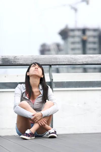 stock image Depressed girl looking to the sky