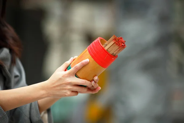 stock image Soothsaying, shake bamboo cylinder for fortune tell