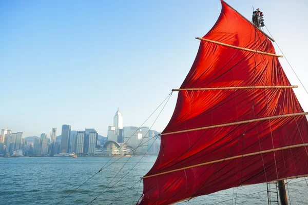 Flaga jacht w hong Kongu portu — Zdjęcie stockowe