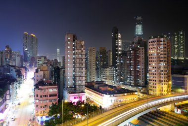 Hong Kong at night clipart