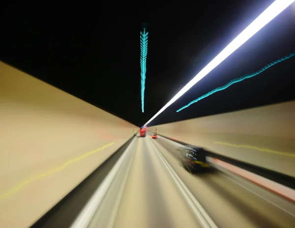 Motorväg tunnel, motion blured — Stockfoto