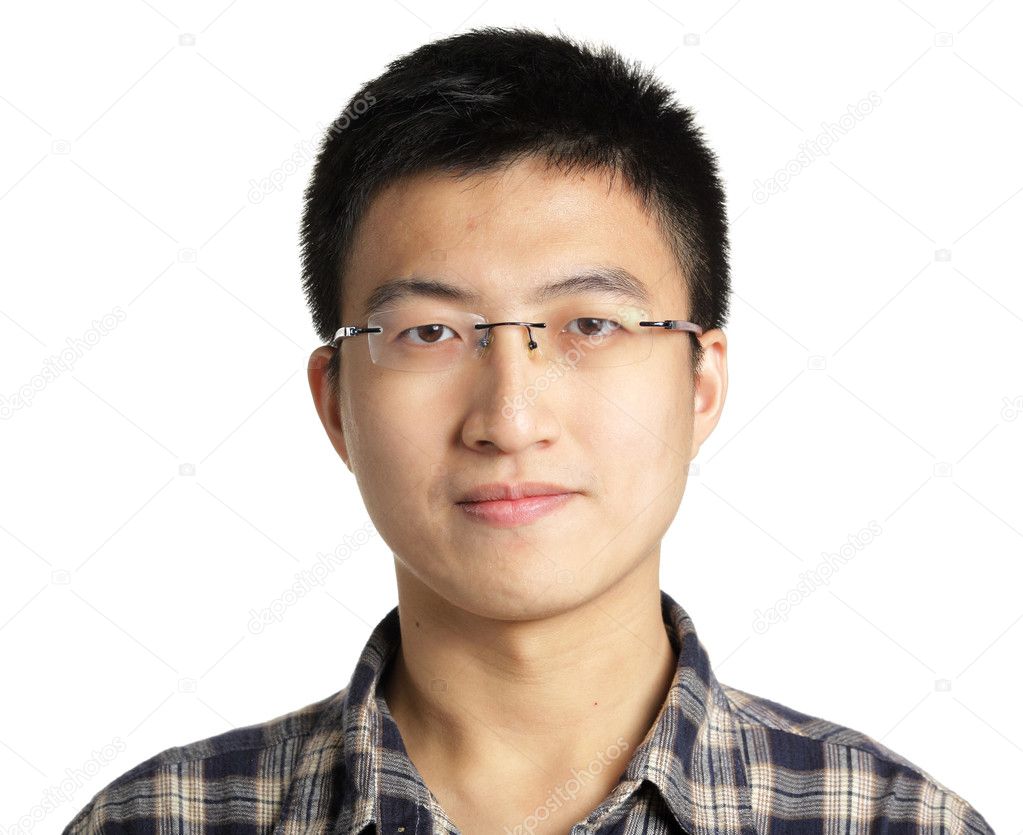 Asian man with glass