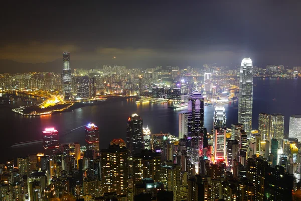 밤에 홍콩의 도시 경관 — 스톡 사진