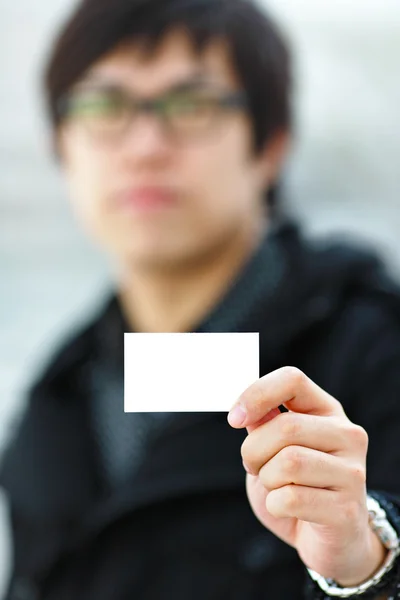 Mostrando Cartão Visita Branco — Fotografia de Stock