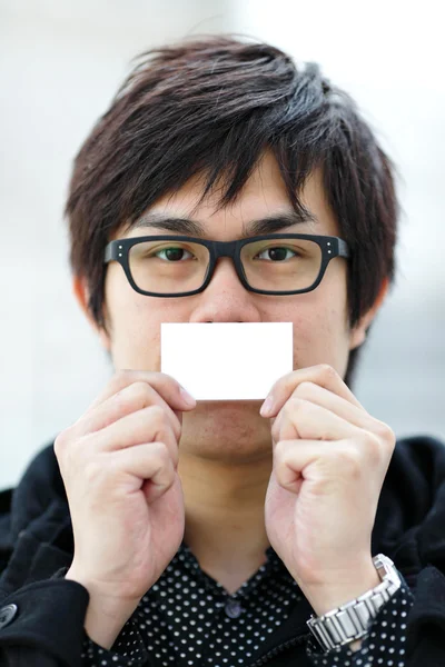 Blank Business Card Asian Man — Stock Photo, Image