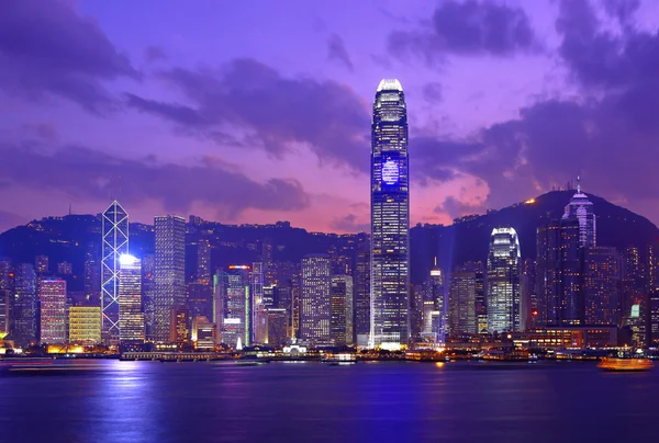 Hong Kong Skyline Noite — Fotografia de Stock