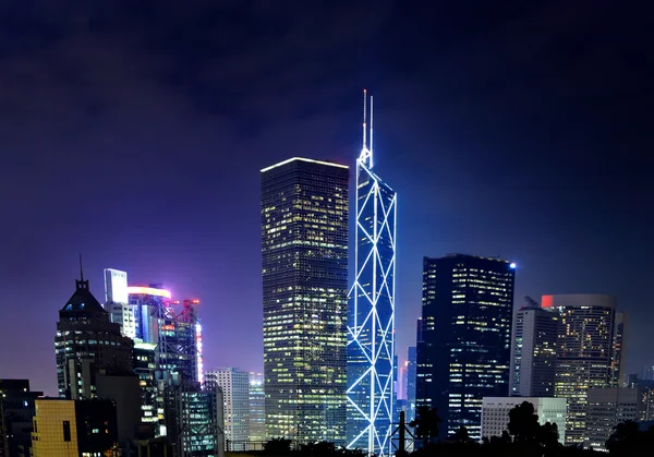Geceleyin Hong Kong Şehir Manzarası — Stok fotoğraf