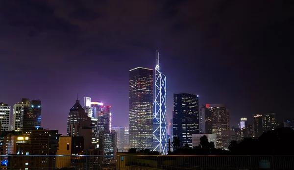 Hong Kong Αστικό Τοπίο Νύχτα — Φωτογραφία Αρχείου