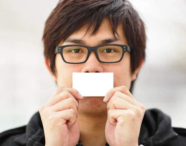 Showing blank business card — Stock Photo, Image