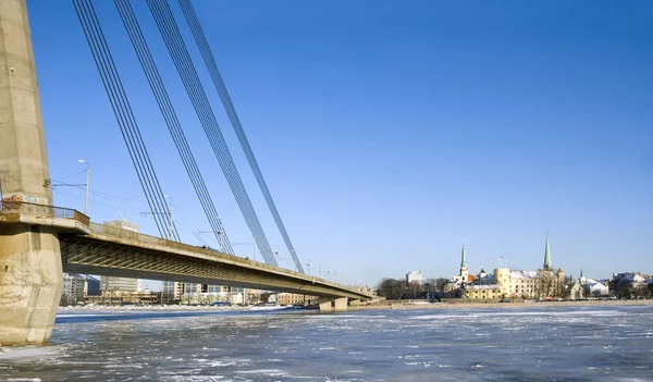 Riga Tipo Sul Castello Riga Ponte Inverno — Foto Stock