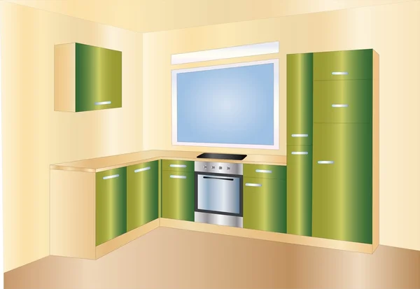 Grönt kök (bakgrund på separat lager ) — Stock vektor