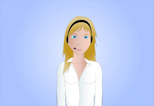Agent Callcenter aux cheveux blonds (fond sur un calque séparé  ) — Image vectorielle