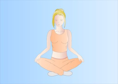 Sarı saçlı kadın yoga yapıyor ( ayrı bir katmanda arka plan )