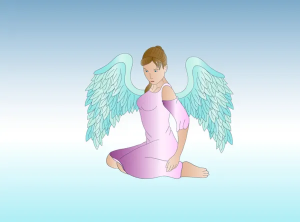 Malaikat pelindung perempuan (latar belakang pada lapis yang terpisah  ) - Stok Vektor