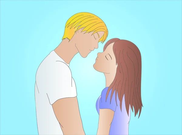 Jeune couple amoureux (fond sur couche séparée  ) — Image vectorielle