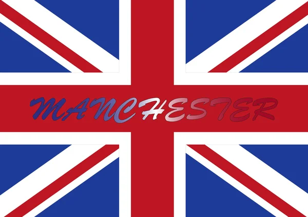 Manchester con bandiera britannica — Foto Stock