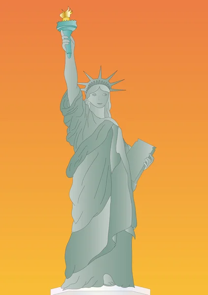 Estátua da liberdade ao pôr-do-sol — Fotografia de Stock