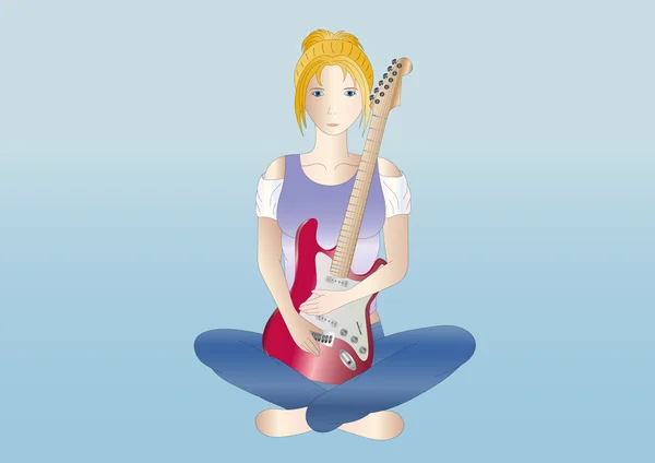 Młoda Dziewczyna Gitarą — Zdjęcie stockowe