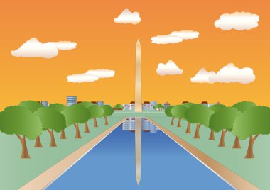 Illustration of the washington monument at sundown