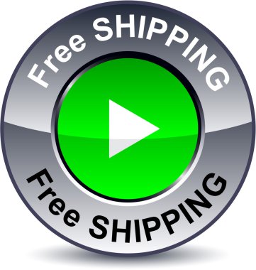 Free shipping round button. clipart