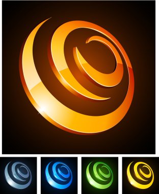 3d vibrant spirals. clipart