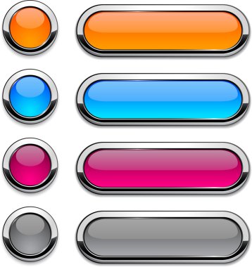 Vector rounded buttons on white. clipart