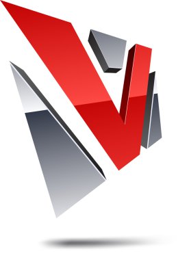 V 3d letter. clipart