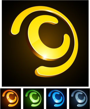 .Vector illustration of 3d C symbols. . clipart