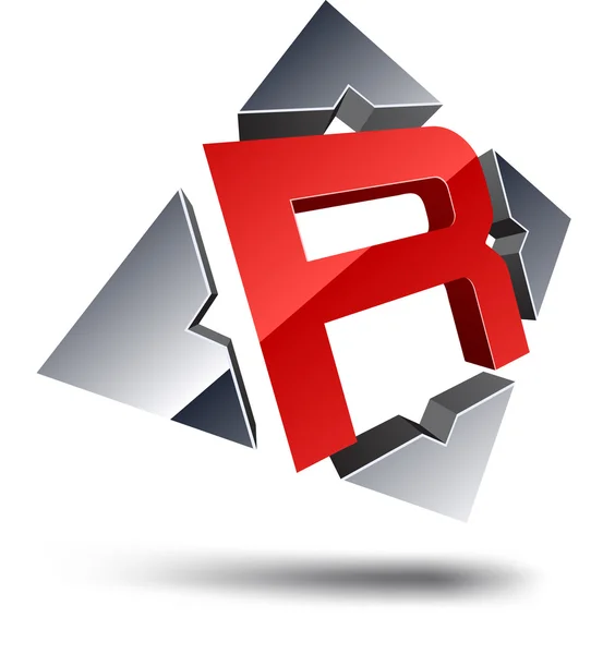 R 3D-brief. — Stockvector