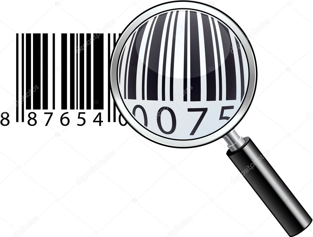 Vector illustration of magnifying barcode.