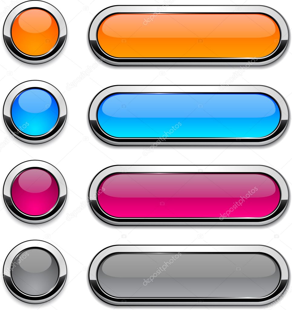 Vector rounded buttons on white.