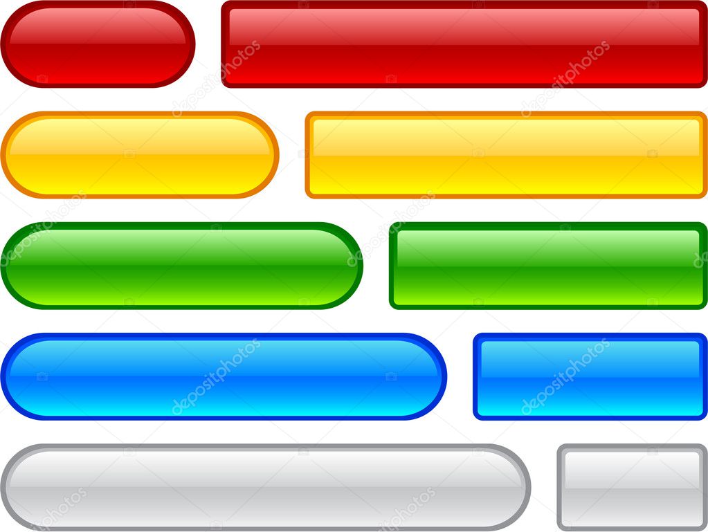 Collection of vector buttons in different colors.