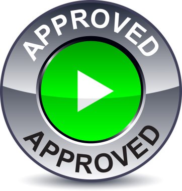 Approved round button. clipart