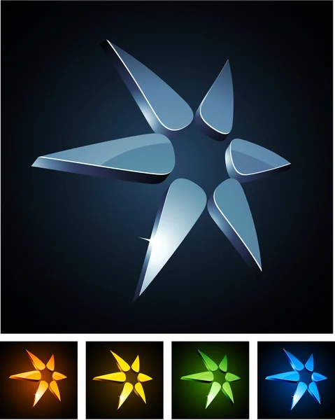 Färg stjärna pulserande emblem. — Stock vektor