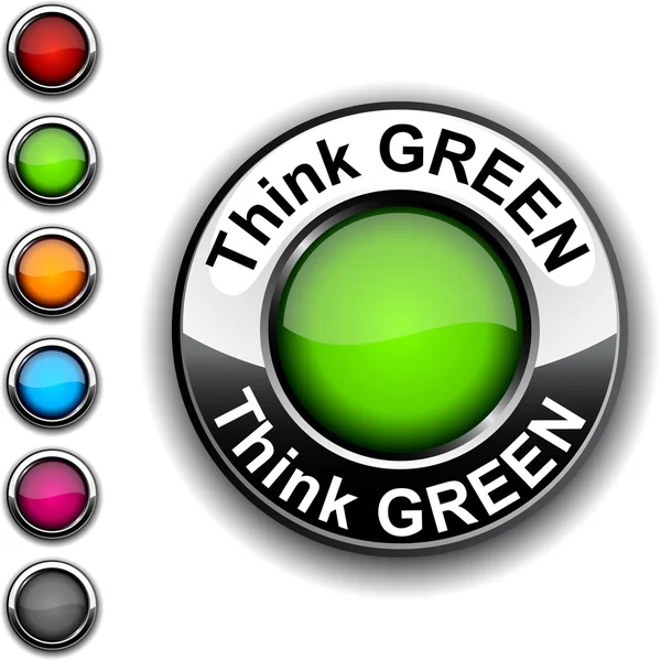 Zdaniem zielony przycisk. — Wektor stockowy