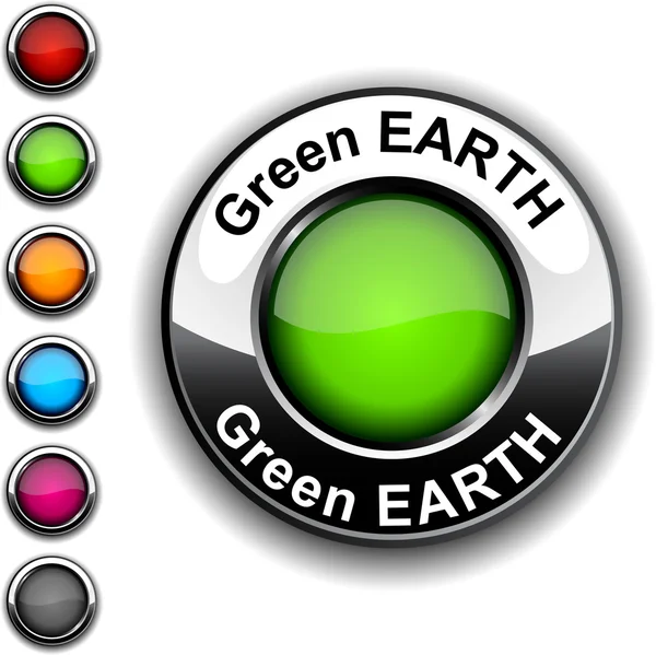 Yeşil dünya düğmesi. — Stok Vektör