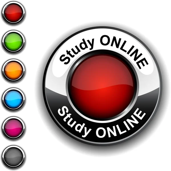 Studera online knappen. — Stock vektor