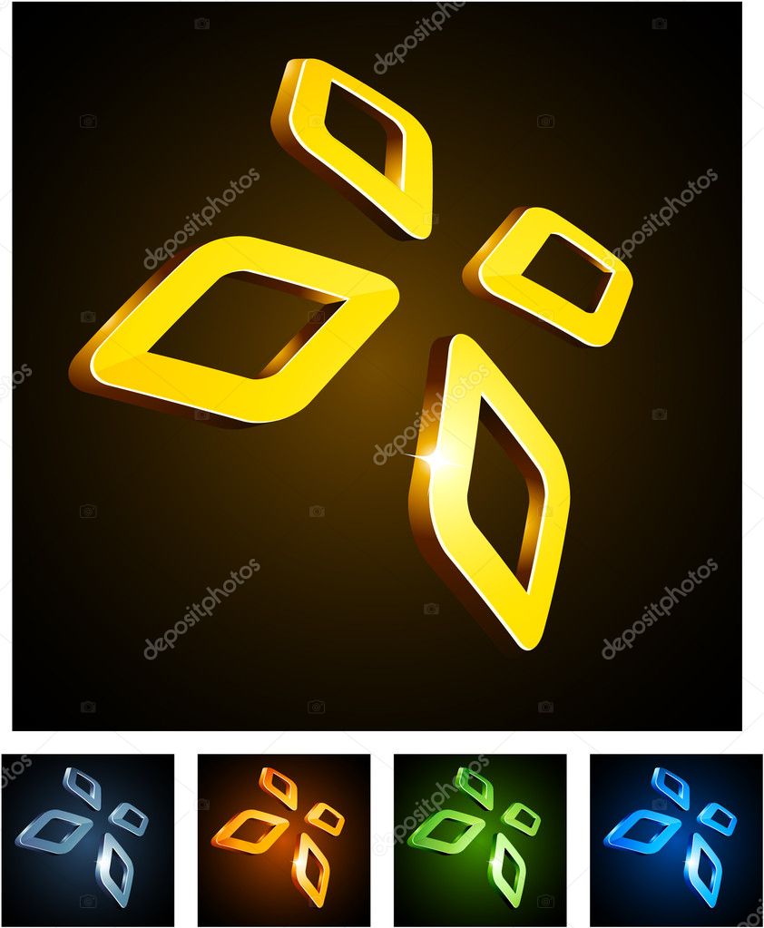 Vector illustration of 3d shiny diamonds. .