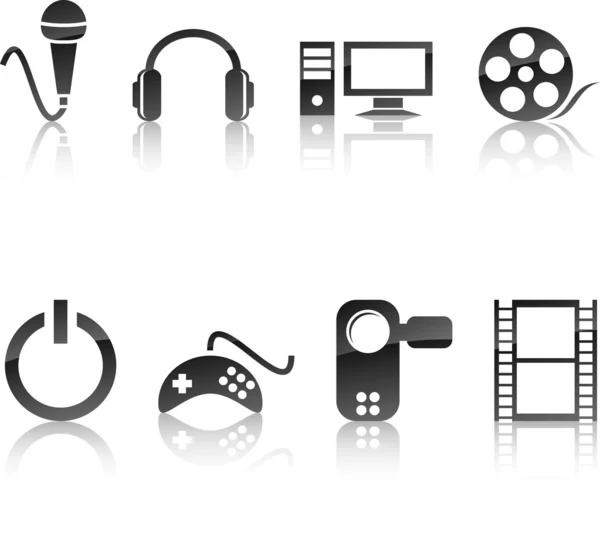Set di icone multimediali . — Vettoriale Stock