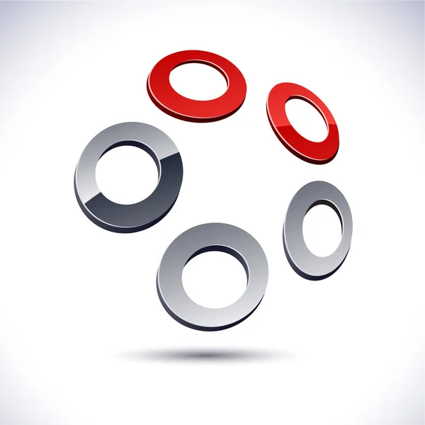 Icono de anillos 3d abstracto . — Vector de stock