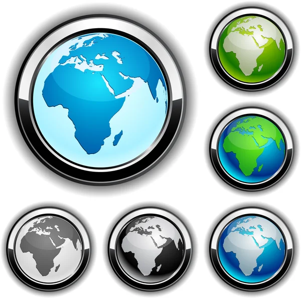Dünya düğmeleri - Afrika. — Stok Vektör