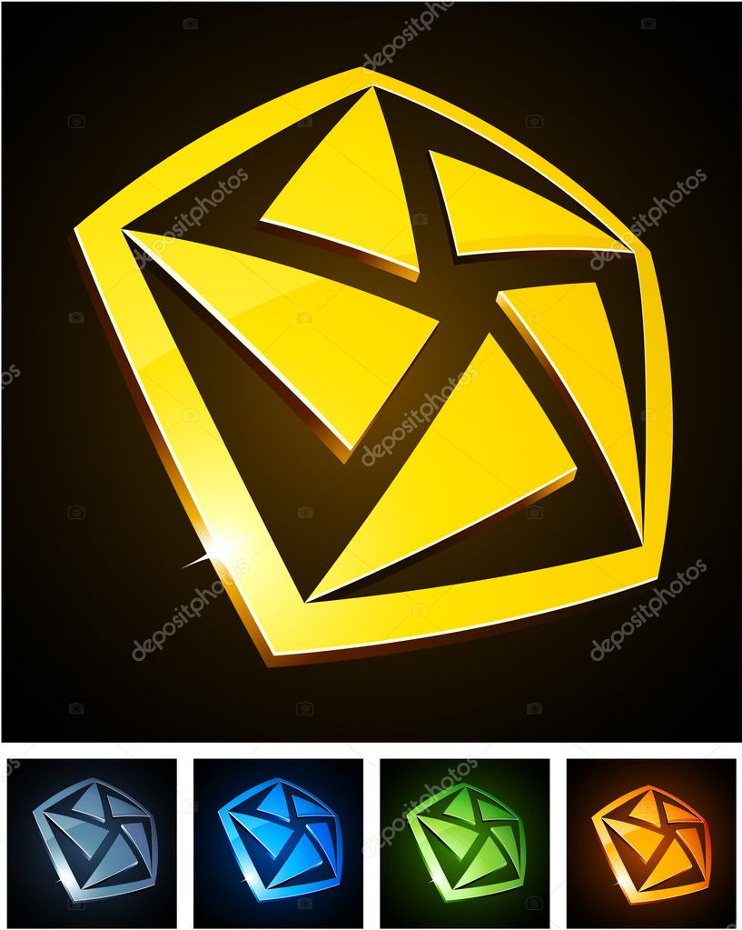 Vector illustration of pentagon shiny symbols.