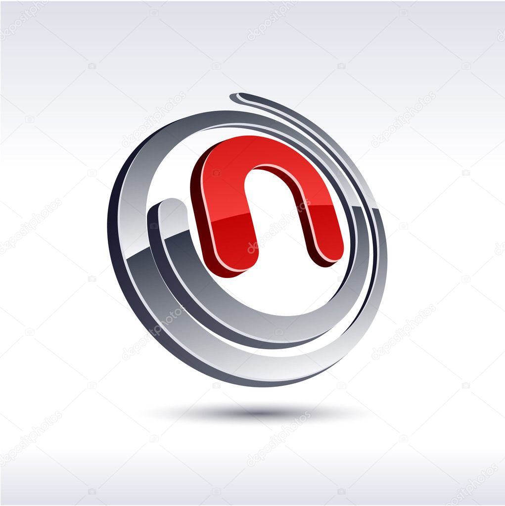 Vector illustration of 3D n symbol.