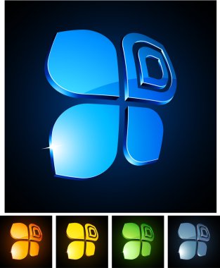 3d vibrant butterfly emblems. clipart