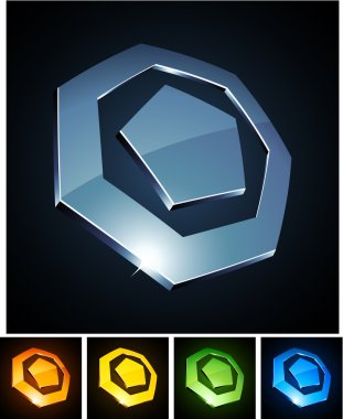 3d heptagonal emblems. clipart