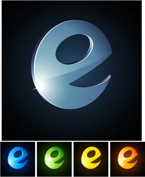 3D pulserande "e" emblem. — Stock vektor